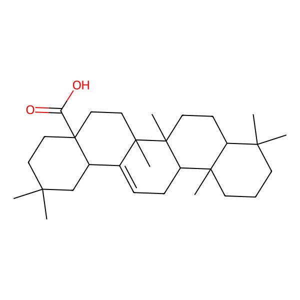 2D Structure of (4aS,6aR,6aS,6bR,12aS,14bS)-2,2,6a,6b,9,9,12a-heptamethyl-1,3,4,5,6,6a,7,8,8a,10,11,12,13,14b-tetradecahydropicene-4a-carboxylic acid 2D Structure of (4aS,6aR,6aS,6bR,12aS,14bS)-2,2,6a,6b,9,9,12a-heptamethyl-1,3,4,5,6,6a,7,8,8a,10,11,12,13,14b-tetradecahydropicene-4a-carboxylic acid
