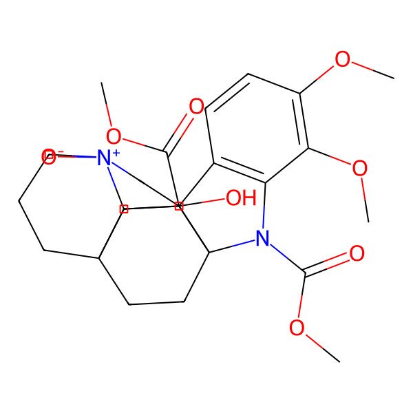 2D Structure of dimethyl (1R,9R,16R,18S,21S)-18-hydroxy-4,5-dimethoxy-12-oxido-2-aza-12-azoniahexacyclo[14.2.2.19,12.01,9.03,8.016,21]henicosa-3(8),4,6-triene-2,18-dicarboxylate