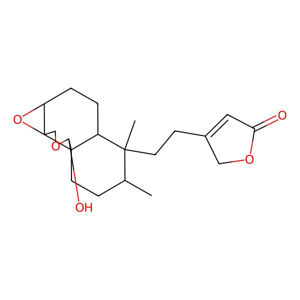 2D Structure of 3-[2-[(1S,2R,5R,7R,10S,11R,12S)-2-hydroxy-11,12-dimethyl-3,6-dioxatetracyclo[8.4.0.01,5.05,7]tetradecan-11-yl]ethyl]-2H-furan-5-one