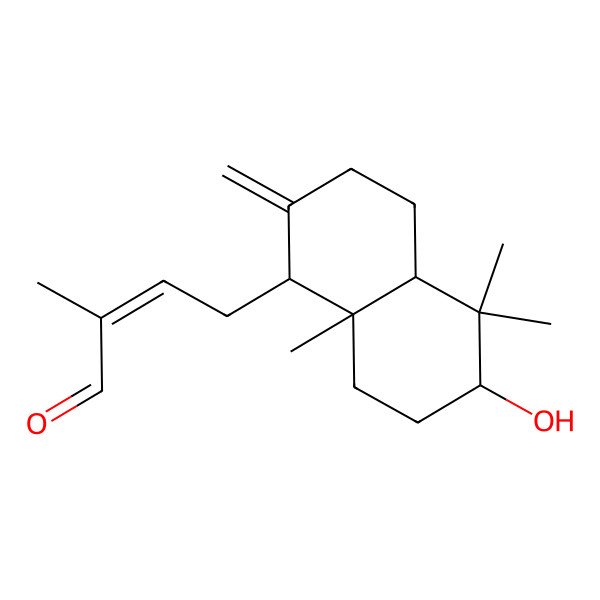 2D Structure of (E)-4-[(1S,4aR,6S,8aR)-6-hydroxy-5,5,8a-trimethyl-2-methylidene-3,4,4a,6,7,8-hexahydro-1H-naphthalen-1-yl]-2-methylbut-2-enal