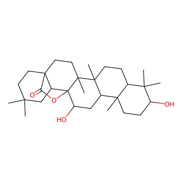 2D Structure of 10,16-Dihydroxy-4,5,9,9,13,20,20-heptamethyl-24-oxahexacyclo[15.5.2.01,18.04,17.05,14.08,13]tetracosan-23-one