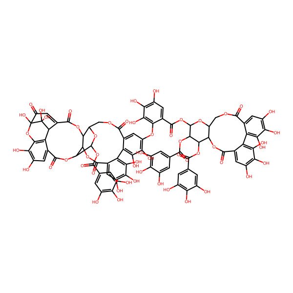 2D Structure of [3,4,5,21,22,23-Hexahydroxy-8,18-dioxo-11,12-bis[(3,4,5-trihydroxybenzoyl)oxy]-9,14,17-trioxatetracyclo[17.4.0.02,7.010,15]tricosa-1(23),2,4,6,19,21-hexaen-13-yl] 2-[[1,13,14,15,18,19,34,35,39,39-decahydroxy-2,5,10,23,31-pentaoxo-28-(3,4,5-trihydroxybenzoyl)oxy-6,9,24,27,30,40-hexaoxaoctacyclo[34.3.1.04,38.07,26.08,29.011,16.017,22.032,37]tetraconta-3,11,13,15,17,19,21,32,34,36-decaen-20-yl]oxy]-3,4,5-trihydroxybenzoate