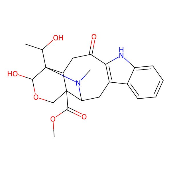 2D Structure of methyl (3S,5R,6R,9S,10R)-6-hydroxy-5-[(1S)-1-hydroxyethyl]-4-methyl-12-oxo-7-oxa-4,14-diazapentacyclo[11.7.0.03,9.05,10.015,20]icosa-1(13),15,17,19-tetraene-9-carboxylate