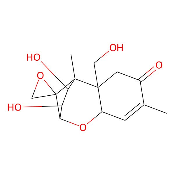 2D Structure of 10,11-Dihydroxy-2-(hydroxymethyl)-1,5-dimethylspiro[8-oxatricyclo[7.2.1.02,7]dodec-5-ene-12,2'-oxirane]-4-one