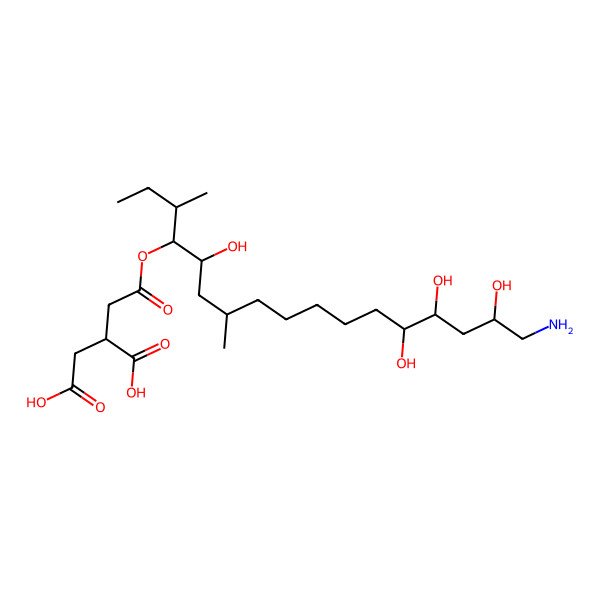 2D Structure of 2-[2-(17-Amino-5,13,14,16-tetrahydroxy-3,7-dimethylheptadecan-4-yl)oxy-2-oxoethyl]butanedioic acid