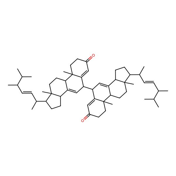 2D Structure of (17R)-17-[(E,2S,5R)-5,6-dimethylhept-3-en-2-yl]-6-[(6R,9S,10R,13R,17R)-17-[(E,2R,5R)-5,6-dimethylhept-3-en-2-yl]-10,13-dimethyl-3-oxo-1,2,6,9,11,12,14,15,16,17-decahydrocyclopenta[a]phenanthren-6-yl]-10,13-dimethyl-1,2,6,9,11,12,14,15,16,17-decahydrocyclopenta[a]phenanthren-3-one