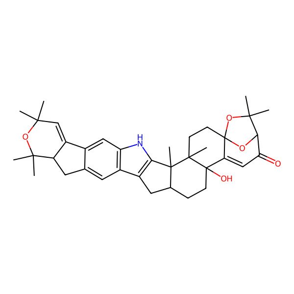 2D Structure of 26-Hydroxy-4,5,13,13,15,15,31,31-octamethyl-14,32,33-trioxa-7-azanonacyclo[28.2.1.01,27.04,26.05,23.06,21.08,20.010,18.011,16]tritriaconta-6(21),8(20),9,11,18,27-hexaen-29-one