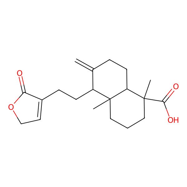 2D Structure of (1R,4aS,5R,8aS)-1,4a-dimethyl-6-methylidene-5-[2-(5-oxo-2H-furan-4-yl)ethyl]-3,4,5,7,8,8a-hexahydro-2H-naphthalene-1-carboxylic acid