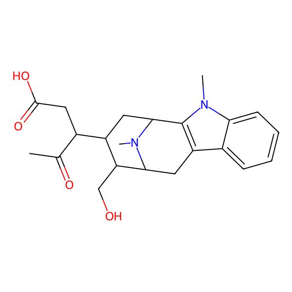 2D Structure of 3-[(1S,12S,13R,14R)-13-(hydroxymethyl)-3,16-dimethyl-3,16-diazatetracyclo[10.3.1.02,10.04,9]hexadeca-2(10),4,6,8-tetraen-14-yl]-4-oxopentanoic acid