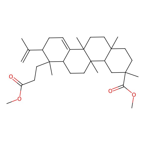 2D Structure of methyl (3R,4aR,4bS,6aR,7S,8S,10bS,12aS)-7-(3-methoxy-3-oxopropyl)-3,4b,7,10b,12a-pentamethyl-8-prop-1-en-2-yl-2,4,4a,5,6,6a,8,9,11,12-decahydro-1H-chrysene-3-carboxylate