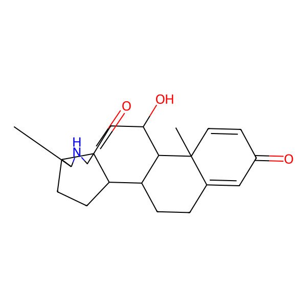 2D Structure of (1S,2S,5S,6R,9R,11R,12S,13S)-11-hydroxy-6,13-dimethyl-7-azapentacyclo[10.8.0.02,9.05,9.013,18]icosa-14,17-diene-8,16-dione