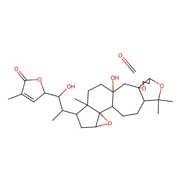 2D Structure of (1S,3R,7R,10S,13S,14R,16S,18R,19R)-1-hydroxy-18-[(1S,2S)-1-hydroxy-1-[(2S)-4-methyl-5-oxo-2H-furan-2-yl]propan-2-yl]-9,9,19-trimethyl-4,8,15-trioxahexacyclo[11.8.0.03,7.03,10.014,16.014,19]henicosan-5-one
