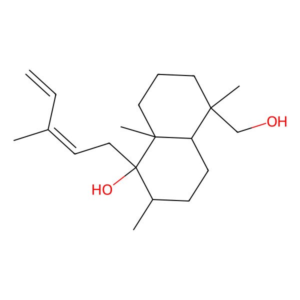 2D Structure of (1R,2S,4aR,5R,8aR)-5-(hydroxymethyl)-2,5,8a-trimethyl-1-[(2E)-3-methylpenta-2,4-dienyl]-3,4,4a,6,7,8-hexahydro-2H-naphthalen-1-ol