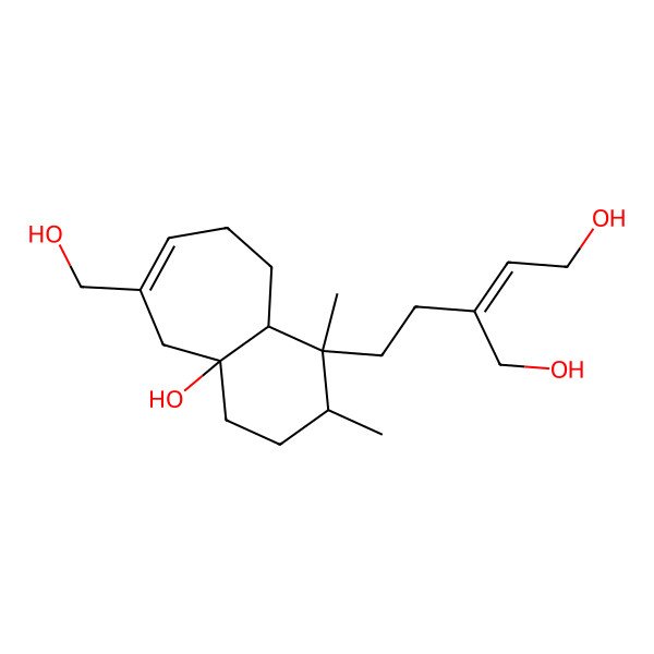 2D Structure of (Z)-2-[2-[(1S,2R,4aR,9aR)-4a-hydroxy-6-(hydroxymethyl)-1,2-dimethyl-3,4,5,8,9,9a-hexahydro-2H-benzo[7]annulen-1-yl]ethyl]but-2-ene-1,4-diol