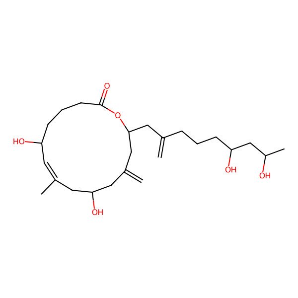 2D Structure of (6S,7Z,10R,14R)-14-[(6R,8S)-6,8-dihydroxy-2-methylidenenonyl]-6,10-dihydroxy-8-methyl-12-methylidene-1-oxacyclotetradec-7-en-2-one