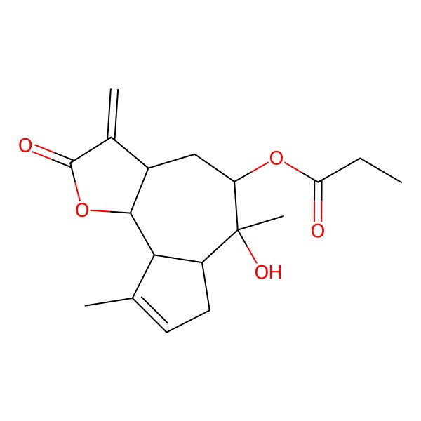 2D Structure of [(3aS,5R,6S,6aR,9aR,9bS)-6-hydroxy-6,9-dimethyl-3-methylidene-2-oxo-4,5,6a,7,9a,9b-hexahydro-3aH-azuleno[4,5-b]furan-5-yl] propanoate
