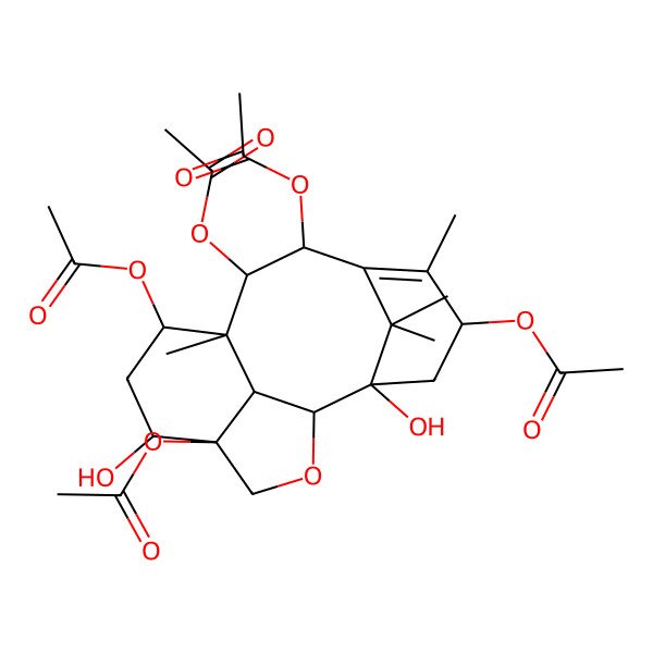 2D Structure of [(1S,2S,4S,7R,9S,10S,12S,13S,16R)-4,7,8,13-tetraacetyloxy-2,12-dihydroxy-5,9,17,17-tetramethyl-15-oxatetracyclo[7.6.1.12,6.013,16]heptadec-5-en-10-yl] acetate