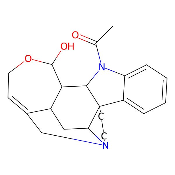 2D Structure of 1-[(4R,12R,13S,14S,19R,21S)-14-hydroxy-15-oxa-1,11-diazahexacyclo[16.3.1.04,12.04,21.05,10.013,19]docosa-5,7,9,17-tetraen-11-yl]ethanone