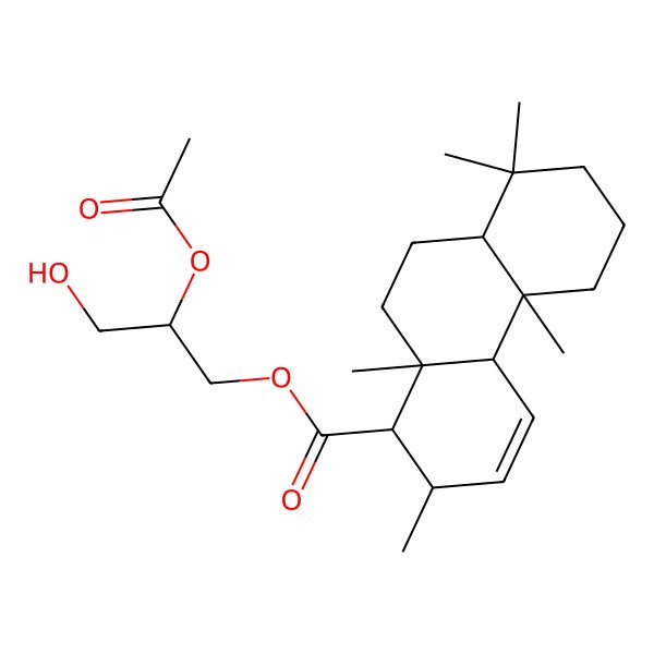 2D Structure of (2-acetyloxy-3-hydroxypropyl) 2,4b,8,8,10a-pentamethyl-2,4a,5,6,7,8a,9,10-octahydro-1H-phenanthrene-1-carboxylate