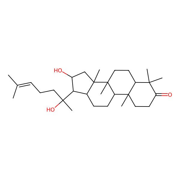 2D Structure of 16-Hydroxy-17-(2-hydroxy-6-methylhept-5-en-2-yl)-4,4,8,10,14-pentamethyl-1,2,5,6,7,9,11,12,13,15,16,17-dodecahydrocyclopenta[a]phenanthren-3-one