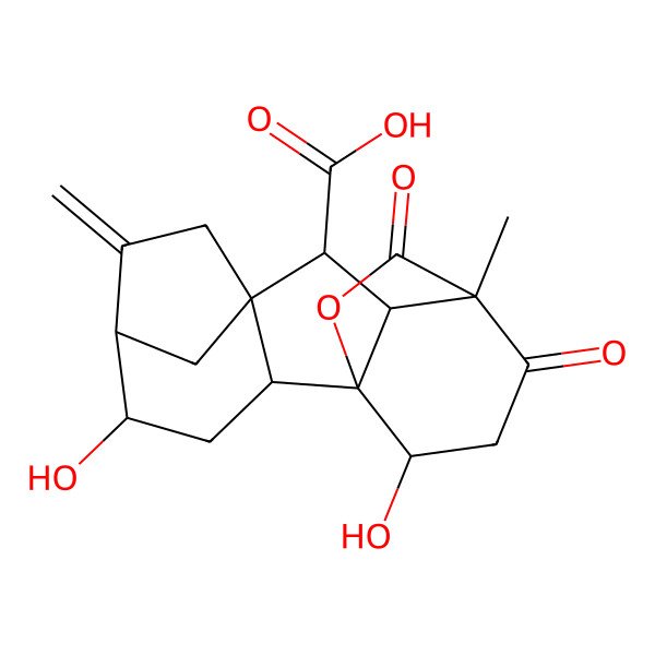 2D Structure of (1R,2R,4S,5R,8R,9S,10R,11S,14R)-4,14-dihydroxy-11-methyl-6-methylidene-12,16-dioxo-15-oxapentacyclo[9.3.2.15,8.01,10.02,8]heptadecane-9-carboxylic acid