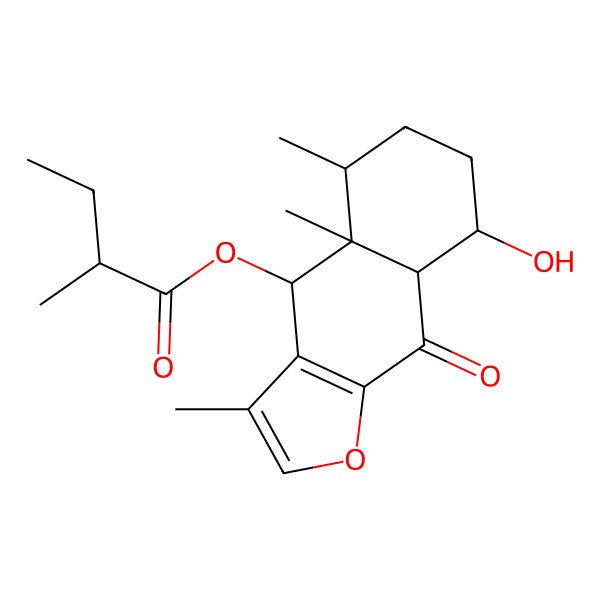 2D Structure of (8-Hydroxy-3,4a,5-trimethyl-9-oxo-4,5,6,7,8,8a-hexahydrobenzo[f][1]benzofuran-4-yl) 2-methylbutanoate