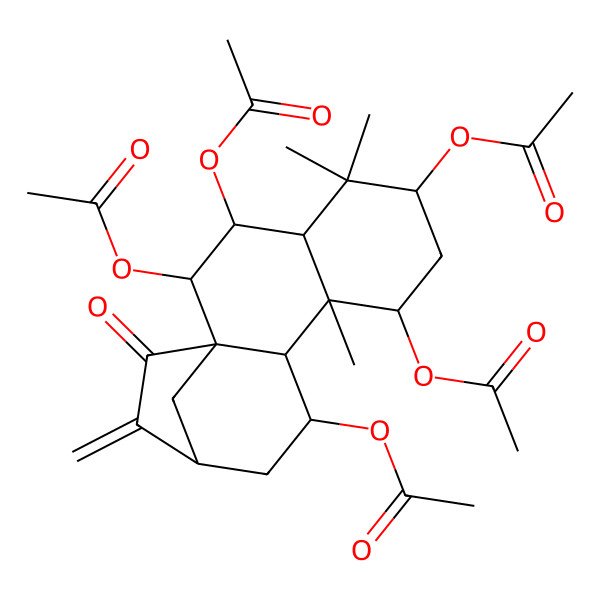 2D Structure of (2,3,6,8-Tetraacetyloxy-5,5,9-trimethyl-14-methylidene-15-oxo-11-tetracyclo[11.2.1.01,10.04,9]hexadecanyl) acetate