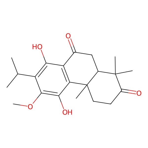 2D Structure of (4aS,10aR)-5,8-dihydroxy-6-methoxy-1,1,4a-trimethyl-7-propan-2-yl-3,4,10,10a-tetrahydrophenanthrene-2,9-dione 2D Structure of (4aS,10aR)-5,8-dihydroxy-6-methoxy-1,1,4a-trimethyl-7-propan-2-yl-3,4,10,10a-tetrahydrophenanthrene-2,9-dione