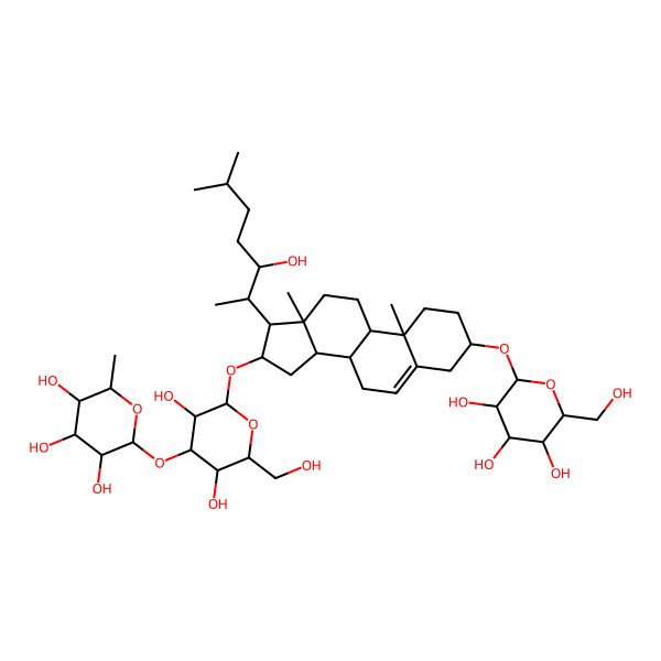 2D Structure of 2-[3,5-dihydroxy-2-(hydroxymethyl)-6-[[17-(3-hydroxy-6-methylheptan-2-yl)-10,13-dimethyl-3-[3,4,5-trihydroxy-6-(hydroxymethyl)oxan-2-yl]oxy-2,3,4,7,8,9,11,12,14,15,16,17-dodecahydro-1H-cyclopenta[a]phenanthren-16-yl]oxy]oxan-4-yl]oxy-6-methyloxane-3,4,5-triol