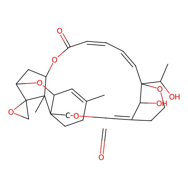 2D Structure of (1E,6R,11R,13R,14S,15S,16R,19Z,21E,23R,27R)-27-hydroxy-23-[(1S)-1-hydroxyethyl]-9,15-dimethylspiro[4,12,17,24-tetraoxapentacyclo[21.3.1.113,16.06,11.06,15]octacosa-1,9,19,21-tetraene-14,2'-oxirane]-3,18-dione