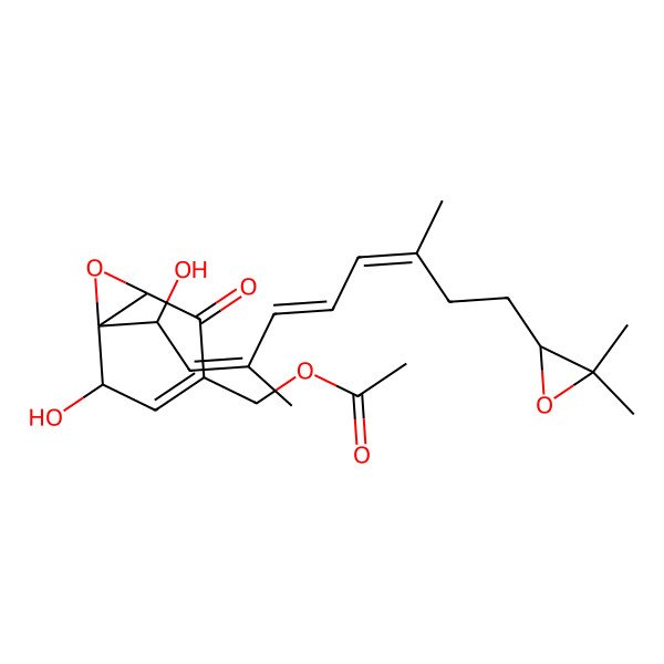 2D Structure of [6-[9-(3,3-Dimethyloxiran-2-yl)-1-hydroxy-3,7-dimethylnona-2,4,6-trienyl]-5-hydroxy-2-oxo-7-oxabicyclo[4.1.0]hept-3-en-3-yl]methyl acetate