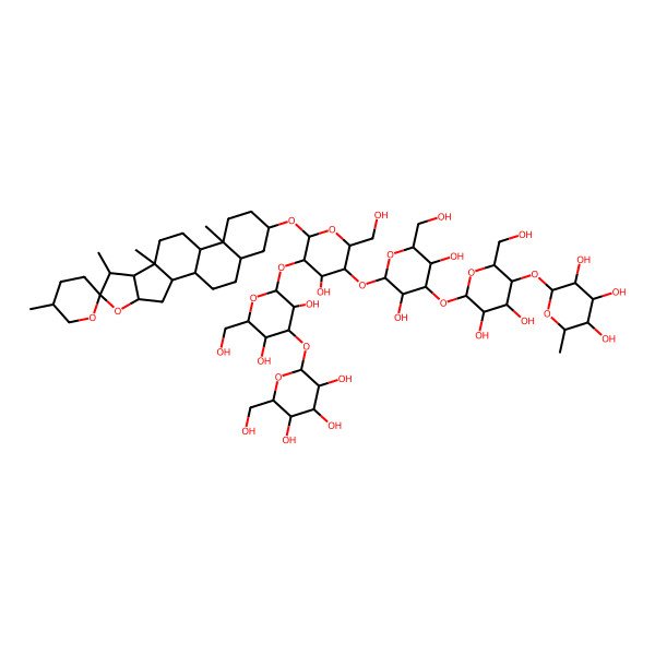 2D Structure of 2-[6-[2-[5-[3,5-Dihydroxy-6-(hydroxymethyl)-4-[3,4,5-trihydroxy-6-(hydroxymethyl)oxan-2-yl]oxyoxan-2-yl]oxy-4-hydroxy-2-(hydroxymethyl)-6-(5',7,9,13-tetramethylspiro[5-oxapentacyclo[10.8.0.02,9.04,8.013,18]icosane-6,2'-oxane]-16-yl)oxyoxan-3-yl]oxy-3,5-dihydroxy-6-(hydroxymethyl)oxan-4-yl]oxy-4,5-dihydroxy-2-(hydroxymethyl)oxan-3-yl]oxy-6-methyloxane-3,4,5-triol