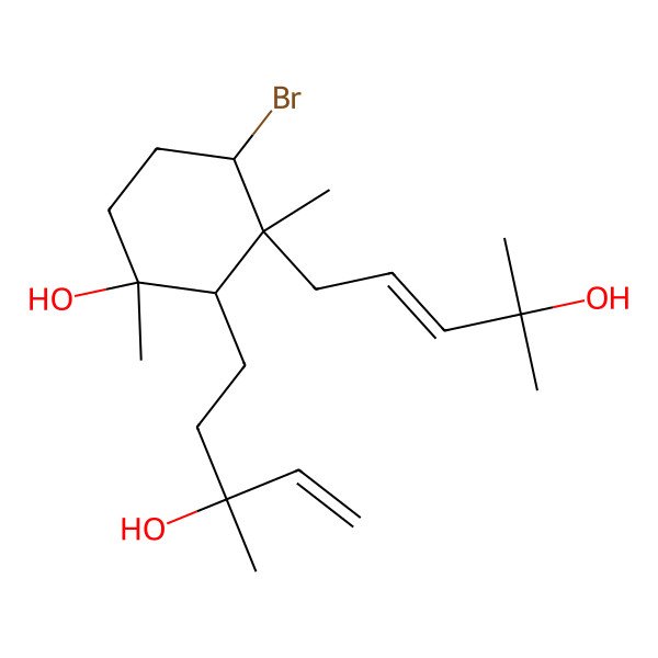 2D Structure of 4-Bromo-2-(3-hydroxy-3-methylpent-4-enyl)-3-(4-hydroxy-4-methylpent-2-enyl)-1,3-dimethylcyclohexan-1-ol