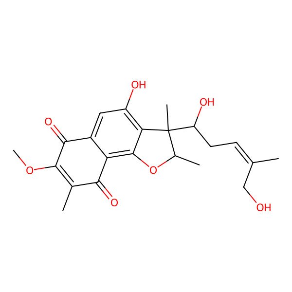 2D Structure of (2R,3S)-3-[(E,1R)-1,5-dihydroxy-4-methylpent-3-enyl]-4-hydroxy-7-methoxy-2,3,8-trimethyl-2H-benzo[g][1]benzofuran-6,9-dione