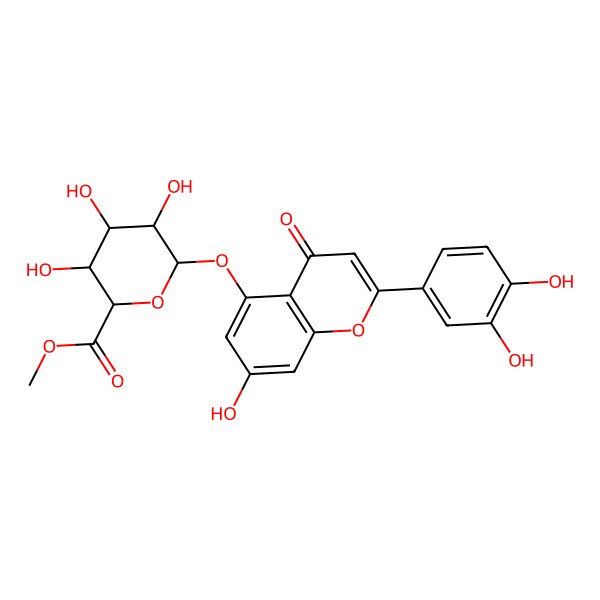 2D Structure of Methyl 6-[2-(3,4-dihydroxyphenyl)-7-hydroxy-4-oxochromen-5-yl]oxy-3,4,5-trihydroxyoxane-2-carboxylate