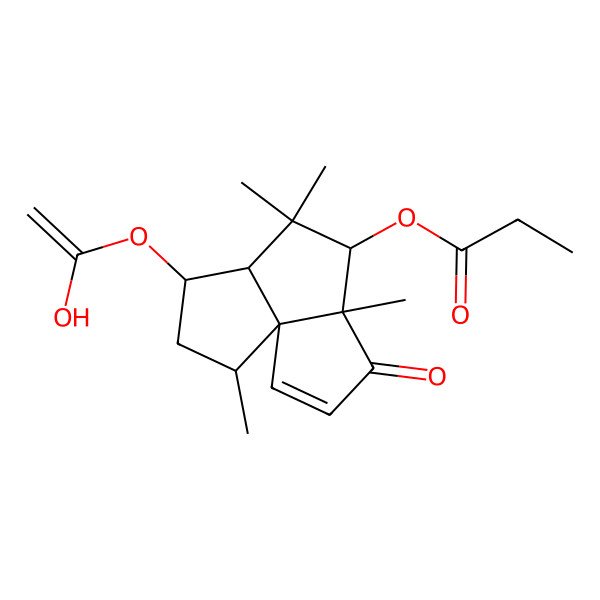 2D Structure of [(1R,5R,6S,8R,9R,11R)-9-(1-hydroxyethenoxy)-5,7,7,11-tetramethyl-4-oxo-6-tricyclo[6.3.0.01,5]undec-2-enyl] propanoate