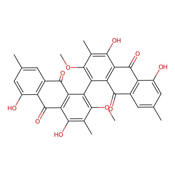 2D Structure of 1-(4,5-Dihydroxy-2-methoxy-3,7-dimethyl-9,10-dioxo-1-anthryl)-4,5-dihydroxy-2-methoxy-3,7-dimethyl-anthracene-9,10-dione