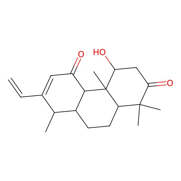 2D Structure of (4S,4aR,4bR,8S,8aR,10aS)-4-hydroxy-1,1,4a,8-tetramethyl-7-vinyl-1,3,4,4a,4b,8,8a,9,10,10a-decahydrophenanthrene-2,5-dione