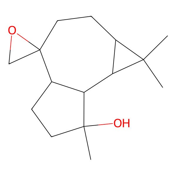 2D Structure of (1aS,4R,4aS,7R,7aR,7bS)-1,1,7-trimethylspiro[1a,2,3,4a,5,6,7a,7b-octahydrocyclopropa[h]azulene-4,2'-oxirane]-7-ol
