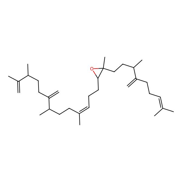 2D Structure of 2-(3,8-Dimethyl-4-methylidenenon-7-enyl)-2-methyl-3-(4,7,11,12-tetramethyl-8-methylidenetrideca-3,12-dienyl)oxirane