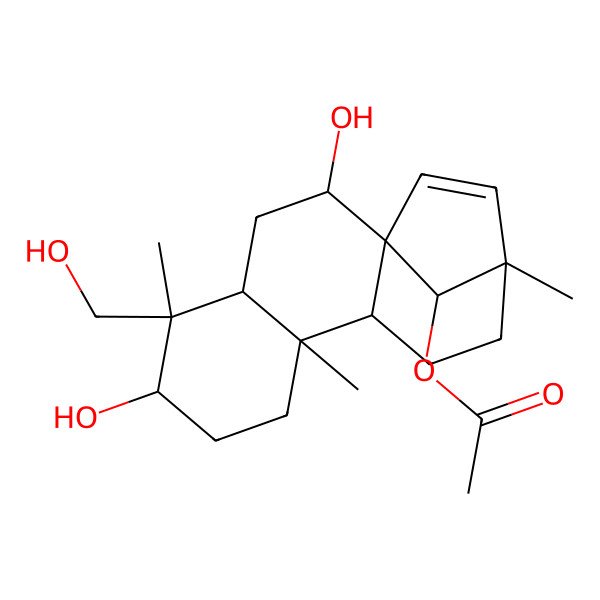 2D Structure of [(1R,2S,4S,5S,6R,9R,10S,13R,16S)-2,6-dihydroxy-5-(hydroxymethyl)-5,9,13-trimethyl-16-tetracyclo[11.2.1.01,10.04,9]hexadec-14-enyl] acetate