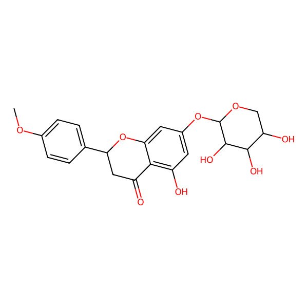 2D Structure of (2R)-5-hydroxy-2-(4-methoxyphenyl)-7-[(2S,3R,4S,5R)-3,4,5-trihydroxyoxan-2-yl]oxy-2,3-dihydrochromen-4-one