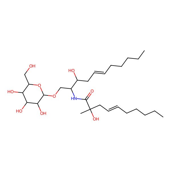 2D Structure of (E,2S)-2-hydroxy-N-[(E,2S,3S)-3-hydroxy-1-[(2R,3R,4S,5S,6R)-3,4,5-trihydroxy-6-(hydroxymethyl)oxan-2-yl]oxyundec-5-en-2-yl]-2-methyldec-4-enamide