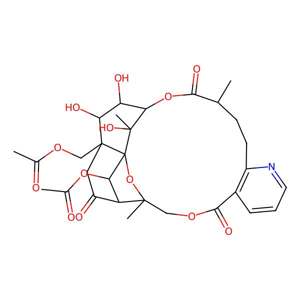 2D Structure of (25-Acetyloxy-19,20,26-trihydroxy-3,15,26-trimethyl-6,16,23-trioxo-2,5,17-trioxa-11-azapentacyclo[16.7.1.01,21.03,24.07,12]hexacosa-7(12),8,10-trien-21-yl)methyl acetate