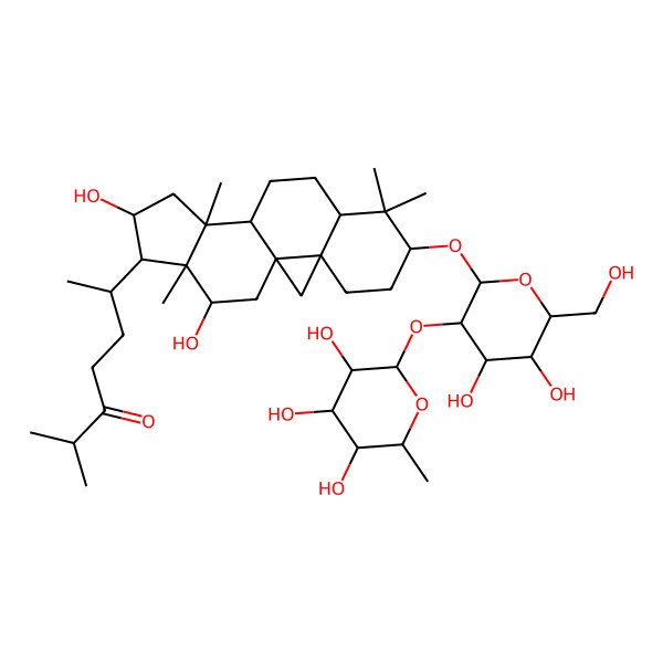 2D Structure of 6-[6-[4,5-Dihydroxy-6-(hydroxymethyl)-3-(3,4,5-trihydroxy-6-methyloxan-2-yl)oxyoxan-2-yl]oxy-14,17-dihydroxy-7,7,12,16-tetramethyl-15-pentacyclo[9.7.0.01,3.03,8.012,16]octadecanyl]-2-methylheptan-3-one