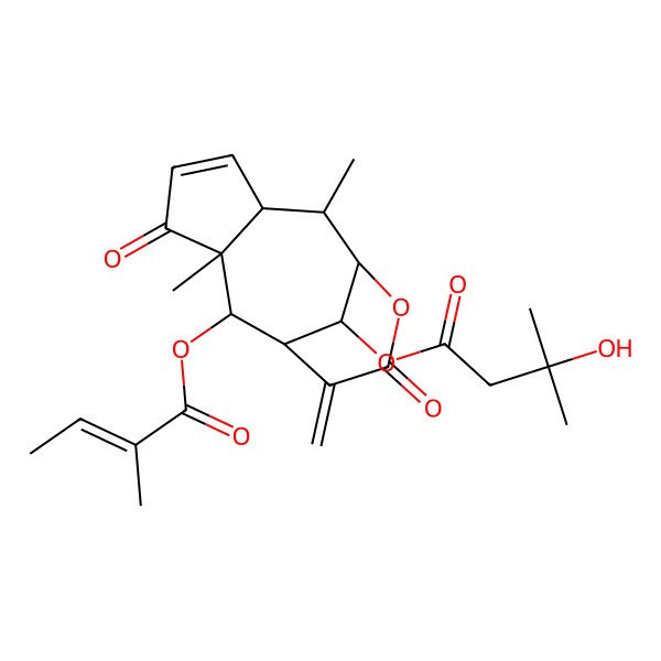 2D Structure of [(1R,2R,3S,7R,8R,9S,13R)-3,8-dimethyl-2-[(Z)-2-methylbut-2-enoyl]oxy-12-methylidene-4,11-dioxo-10-oxatricyclo[7.3.1.03,7]tridec-5-en-13-yl] 3-hydroxy-3-methylbutanoate