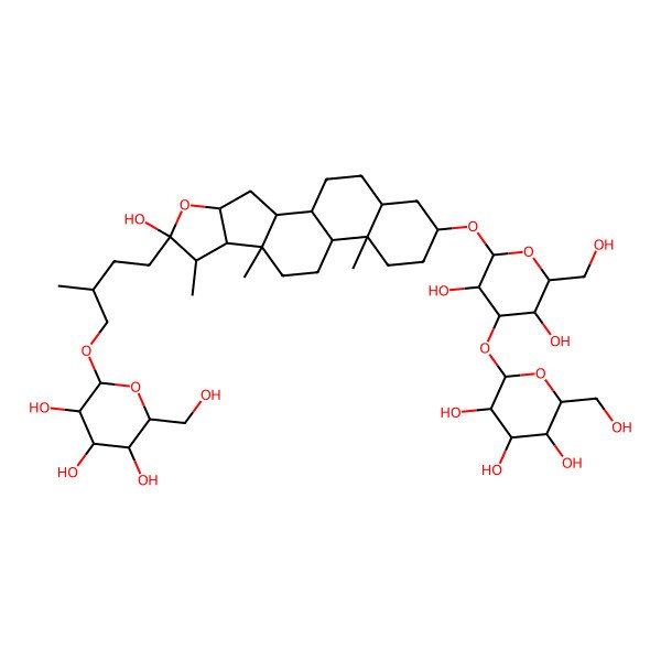 2D Structure of (2S,3S,4S,5S,6R)-2-[(2R)-4-[(1S,2R,4S,6R,7S,8R,9S,12R,13R,16S,18S)-16-[(2S,3S,4S,5R,6R)-3,5-dihydroxy-6-(hydroxymethyl)-4-[(2S,3R,4S,5R,6R)-3,4,5-trihydroxy-6-(hydroxymethyl)oxan-2-yl]oxyoxan-2-yl]oxy-6-hydroxy-7,9,13-trimethyl-5-oxapentacyclo[10.8.0.02,9.04,8.013,18]icosan-6-yl]-2-methylbutoxy]-6-(hydroxymethyl)oxane-3,4,5-triol