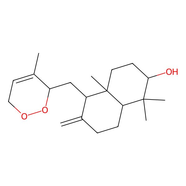 2D Structure of 1,1,4a-trimethyl-5-[(4-methyl-3,6-dihydro-1,2-dioxin-3-yl)methyl]-6-methylidene-3,4,5,7,8,8a-hexahydro-2H-naphthalen-2-ol