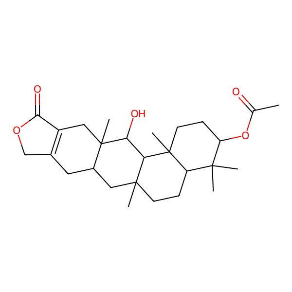 2D Structure of [(1S,3R,11R,12R,13S,14S,17S,19R)-12-hydroxy-1,11,14,18,18-pentamethyl-8-oxo-7-oxapentacyclo[11.8.0.03,11.05,9.014,19]henicos-5(9)-en-17-yl] acetate