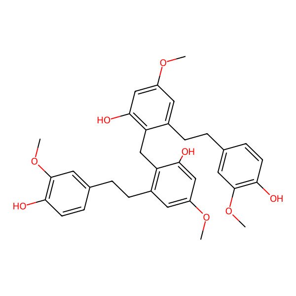 2D Structure of 2-[[2-Hydroxy-6-[2-(4-hydroxy-3-methoxyphenyl)ethyl]-4-methoxyphenyl]methyl]-3-[2-(4-hydroxy-3-methoxyphenyl)ethyl]-5-methoxyphenol